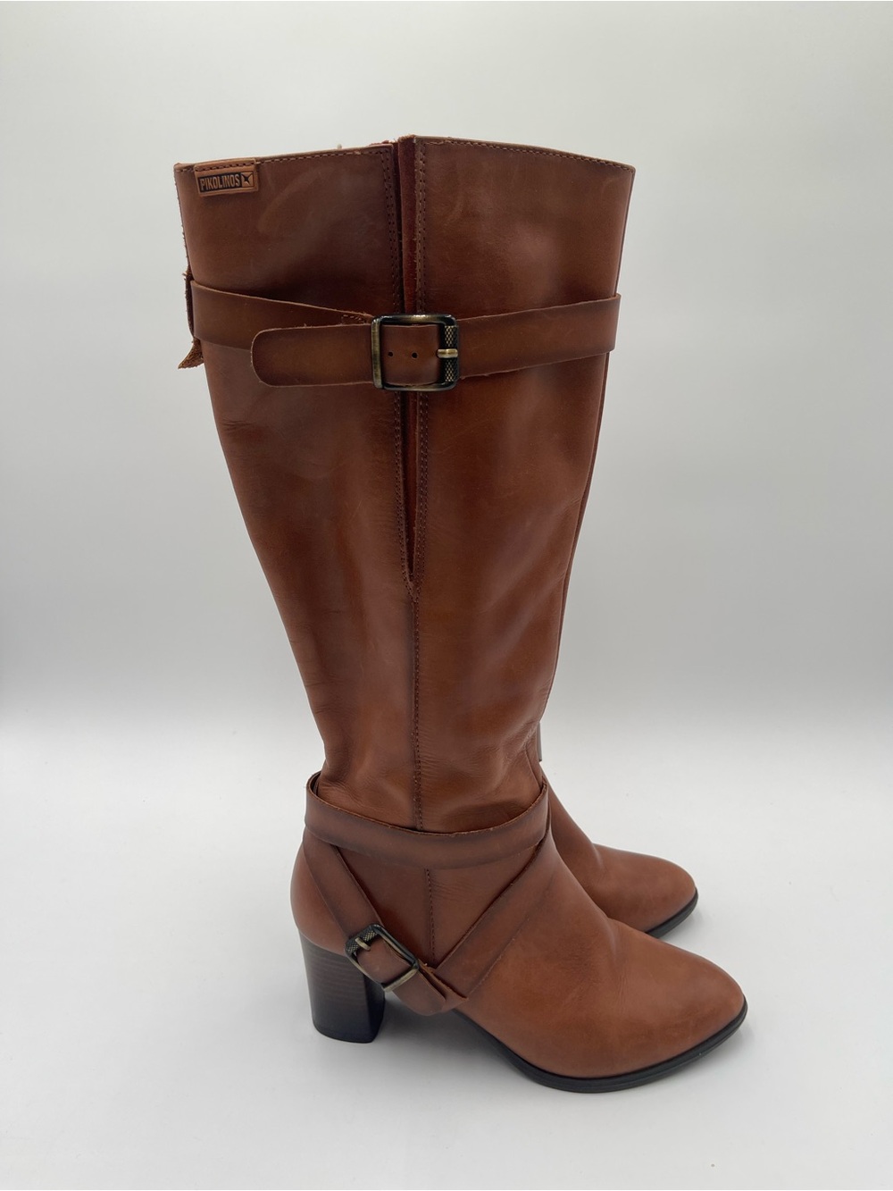 Pikolinos Made in Spain Brown Tall Leather Heeled Boots Womens 37 Riding - Picture 5 of 14